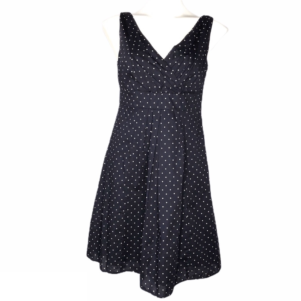Lands’ End Navy & White Polka Dot Cotton Sundress
